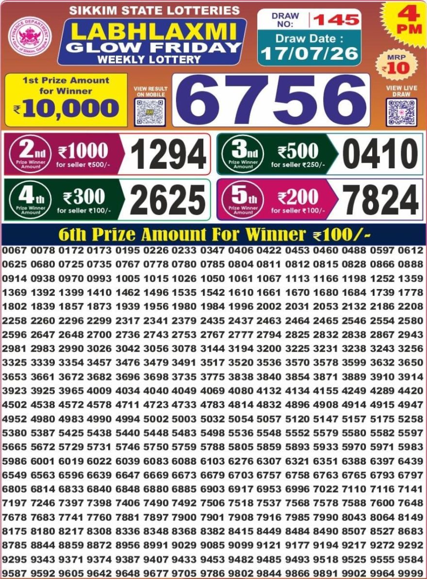 Labhlaxmi Glow Weekly 4pm Result 17.07.2026