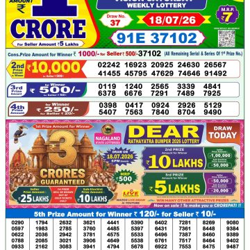 Dear Vision Saturday Weekly 1pm Result 18.07.2026