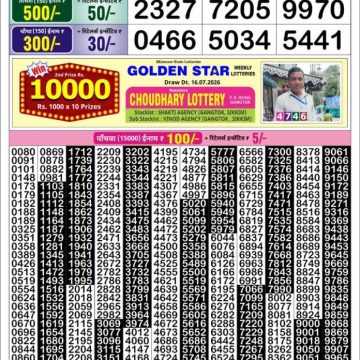 Golden Star Weekly Lottery Result 8:30PM 18.07.2026