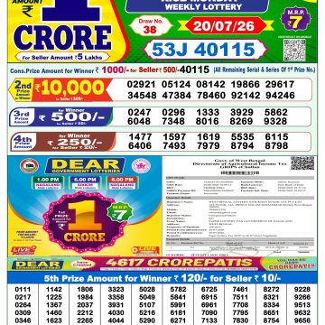 Dear Rise Monday Weekly 1pm Result 20.07.2026