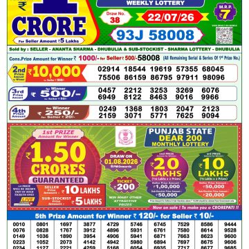 Dear Spark Wednesday Weekly 1pm Result 22.07.2026