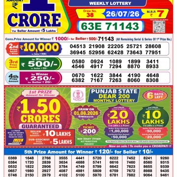 Dear Magic Weekly Lottery 8pm Result 26.07.2026
