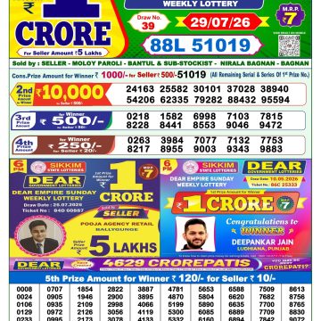 Dear Spark Wednesday Weekly 1pm Result 29.07.2026
