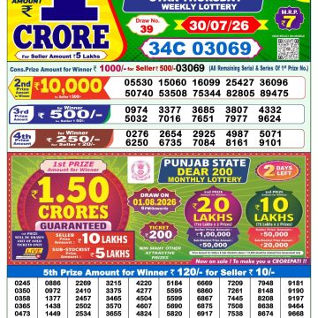 Dear Star Thursday Weekly 1pm Result 30.07.2026