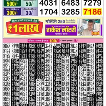 Golden Star Weekly Lottery Result 8:30PM 23.07.2026