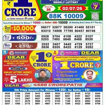 Dear Star Thursday Weekly 1pm Result 02.07.2026