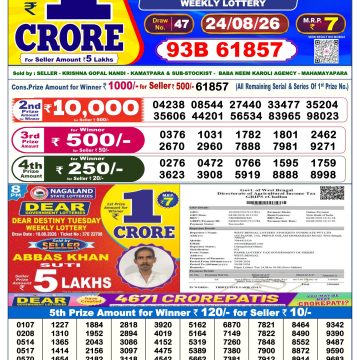Dear Legend Monday Weekly 6pm Result 24.08.2026