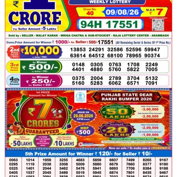 Dear Magic Weekly Lottery 8pm Result 09.08.2026
