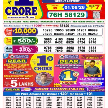 Dear Lucky Weekly Lottery 8pm Result 01.08.2026