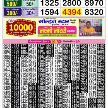 Golden Star Weekly Lottery Result 8:30PM 01.08.2026