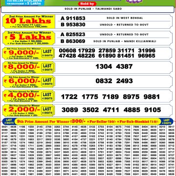 Punjab State Dear 200 Monthly Lottery 6:00 PM Result 01.08.2026