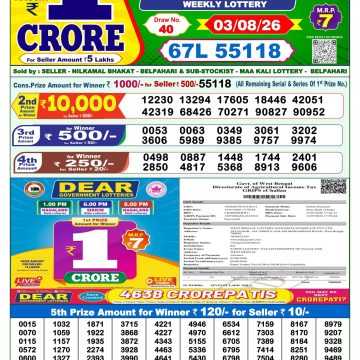 Dear Rise Monday Weekly 1pm Result 03.08.2026