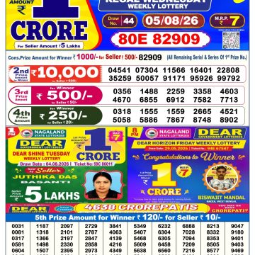 Dear Regal Wednesday Weekly Lottery 6pm Result 05.08.2026
