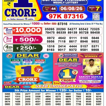 Dear Supreme Thursday Weekly 6pm Result 06.08.2026