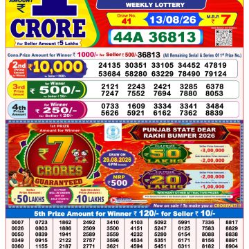 Dear Fame Thursday Weekly Lottery 8pm Result 13.08.2026