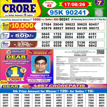 Dear Rise Monday Weekly 1pm Result 17.08.2026