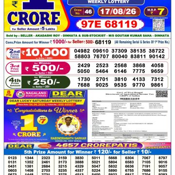 Dear Legend Monday Weekly 6pm Result 17.08.2026