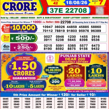 Dear Destiny Weekly Lottery 8pm Result 18.08.2026