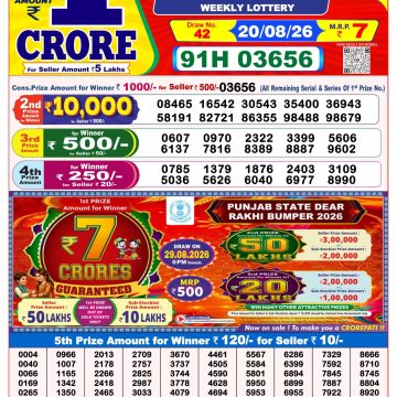 Dear Fame Thursday Weekly Lottery 8pm Result 20.08.2026