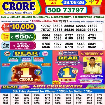 Dear Horizon Weekly Lottery 8pm Result 28.08.2026