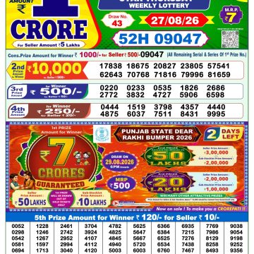 Dear Star Thursday Weekly 1pm Result 27.08.2026