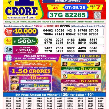 Dear Clover Weekly Lottery 8pm Result 07.09.2026