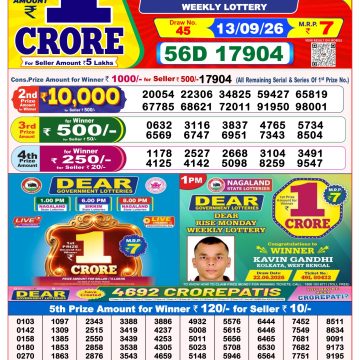 Dear Magic Weekly Lottery 8pm Result 13.09.2026