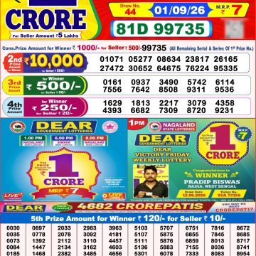 Dear Destiny Weekly Lottery 8pm Result 01.09.2026