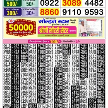 Golden Star Weekly Lottery Result 8:30PM 19.09.2026