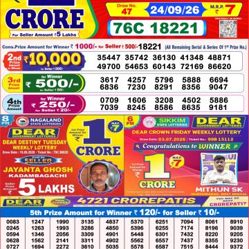 Dear Fame Thursday Weekly Lottery 8pm Result 24.09.2026