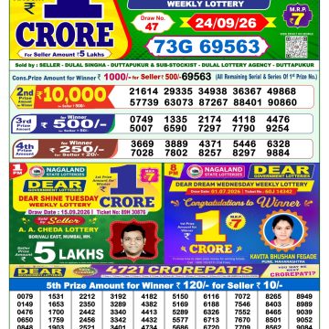 Dear Star Thursday Weekly 1pm Result 24.09.2026