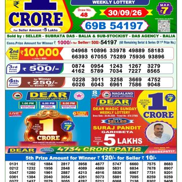 Dear Spark Wednesday Weekly 1pm Result 30.09.2026