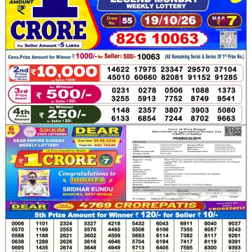 Dear Legend Monday Weekly 6pm Result 19.10.2026