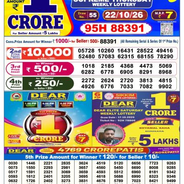 Dear Supreme Thursday Weekly 6pm Result 22.10.2026