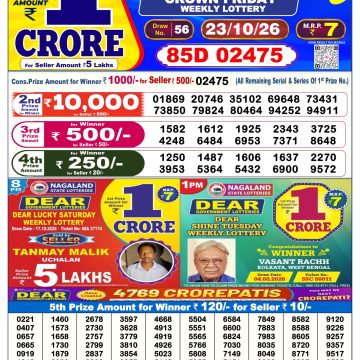 Dear Crown Friday Weekly 6pm Result 23.10.2026