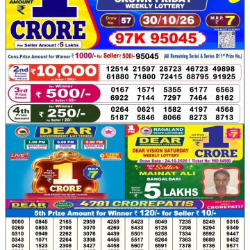 Dear Crown Friday Weekly 6pm Result 30.10.2026