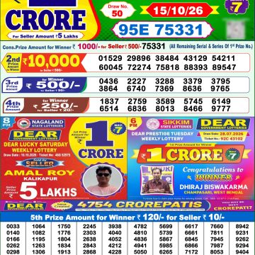 Dear Star Thursday Weekly 1pm Result 15.10.2026