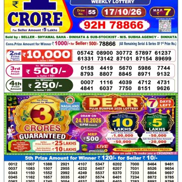 Dear Elite Saturday Weekly 6pm Result 17.10.2026