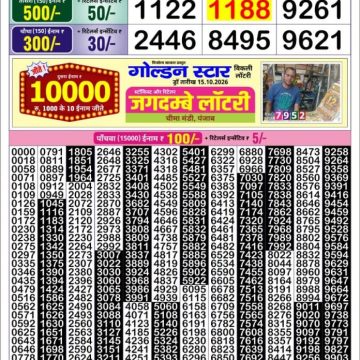 Golden Star Weekly Lottery Result 8:30PM 17.10.2026