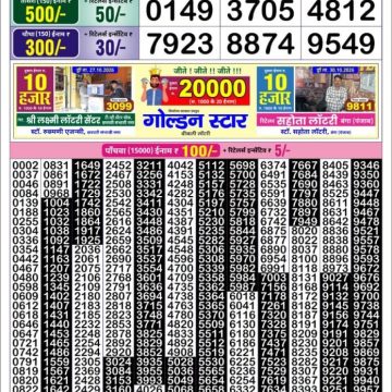Golden Star Weekly Lottery Result 8:30PM 31.10.2026