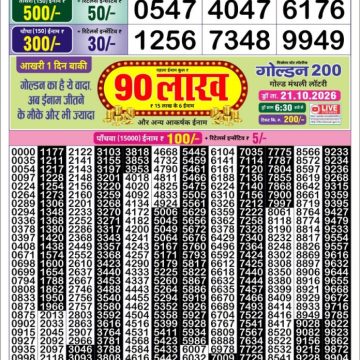 Golden Star Weekly Lottery Result 8:30PM 19.10.2026