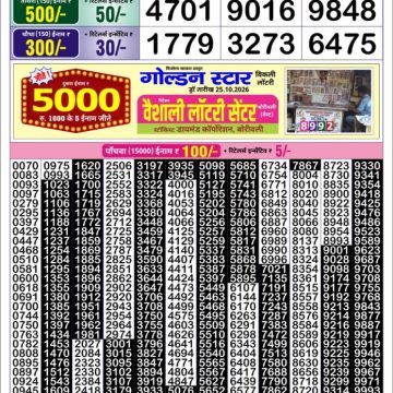 Golden Star Weekly Lottery Result 8:30PM 27.10.2026