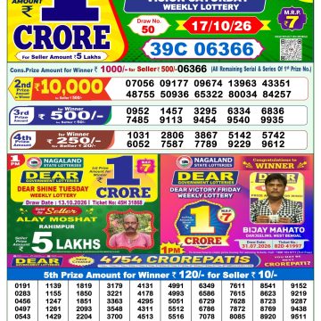 Dear Vision Saturday Weekly 1pm Result 17.10.2026